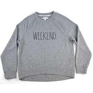 Rae Dunn Womens Size S Weekend Sweatshirt Gray Long Sleeve Crew Neck